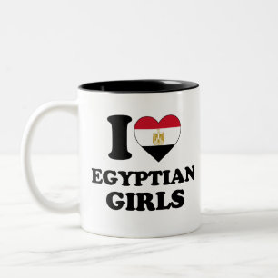 Ik hou van Egyptische meisjes Tweekleurige Koffiemok