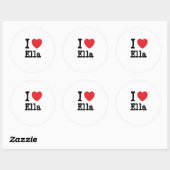 Ik hou van Ella hart T-Shirt Ronde Sticker (Vel)
