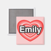 Ik hou van Emily. Ik hou van je Emily. Hart Magneet (Voorkant / Achterkant)