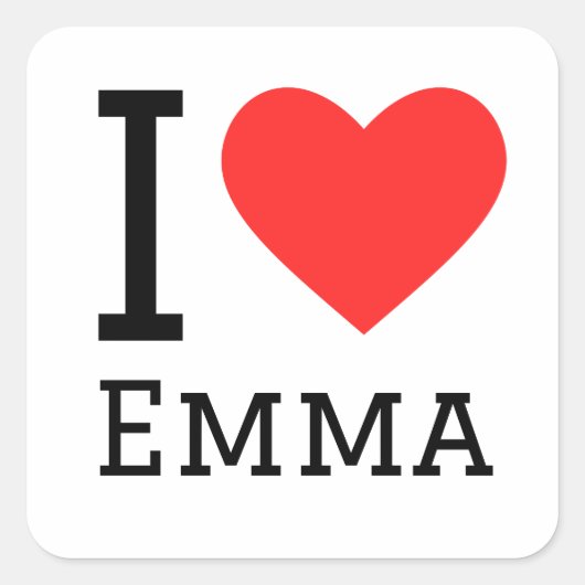Ik hou van emma vierkante sticker (Voorkant)