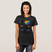 Ik hou van en steun mijn kind lesbische regenboog t-shirt (Voorkant volledig)