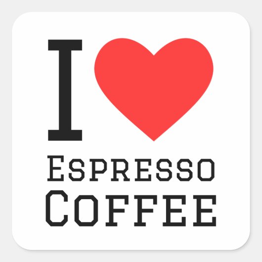 Ik hou van espressokoffie vierkante sticker (Voorkant)
