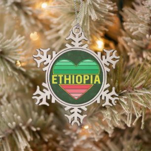 Ik hou van Ethiopië, Ethiopisch hart Tin Sneeuwvlok Ornament