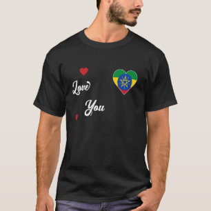 Ik hou van Ethiopië met Ethiopische vlag in een ha T-shirt