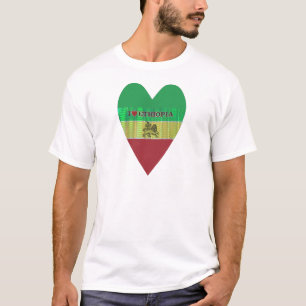 Ik hou van Ethiopië met hart: Vlag Kunst Motief T-shirt