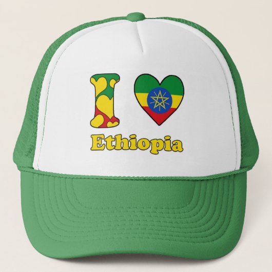 Ik hou van Ethiopië Trucker Pet (Voorkant)