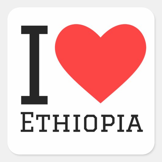 Ik hou van Ethiopië Vierkante Sticker (Voorkant)