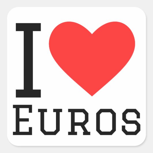 Ik hou van euro's vierkante sticker (Voorkant)