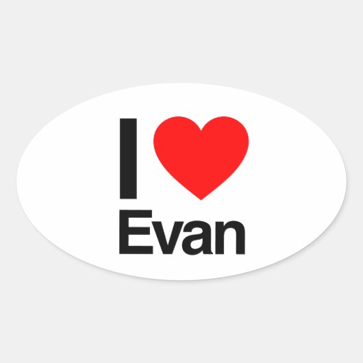 ik hou van evan ovale sticker (Voorkant)