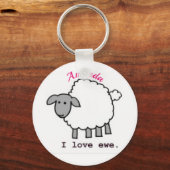 Ik hou van Ewe Je Sleutelhanger Cute Custom Sheep (Voorkant)