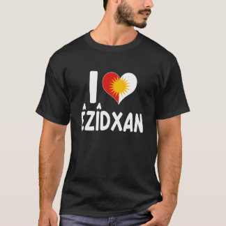 Ik hou van Ezidxan Yezidi Zon Vlag Hart Yazidi Tro T-shirt