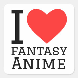 Ik hou van fantasie-anime vierkante sticker