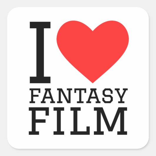 Ik hou van fantasyfilm vierkante sticker (Voorkant)