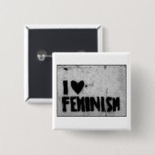 Ik hou van feminisme vierkante button 5,1 cm (Voorkant /achterkant)