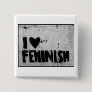 Ik hou van feminisme vierkante button 5,1 cm