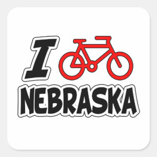 Ik hou van fietsen in Nebraska Vierkante Sticker