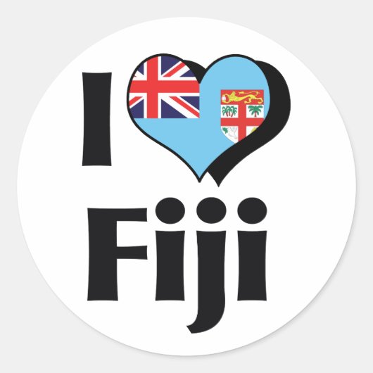 Ik hou van Fiji Flag Ronde Sticker (Voorkant)