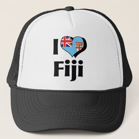 Ik hou van Fiji Flag Trucker Pet (Voorkant)