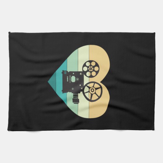 Ik hou van filmprojector met bioscoopretro theedoek (Horizontaal)