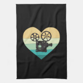 Ik hou van filmprojector met bioscoopretro theedoek (Verticaal)