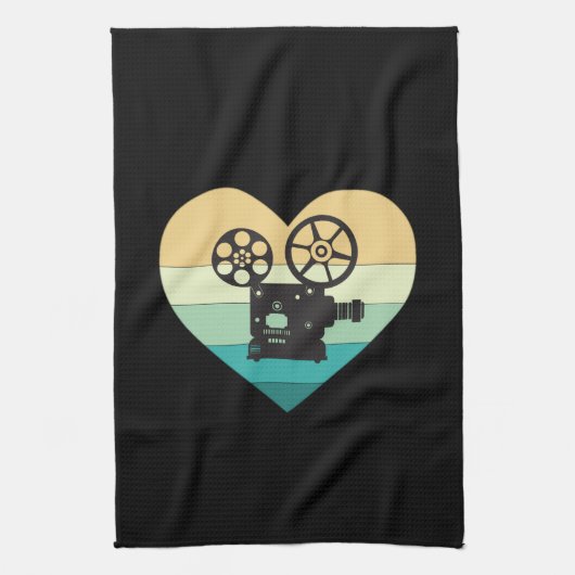Ik hou van filmprojector met bioscoopretro theedoek (Verticaal)