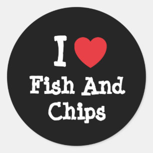 Ik hou van Fish and Chips hart T-shirt Ronde Sticker