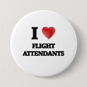 Ik hou van Flight Attendants Ronde Button 7,6 Cm