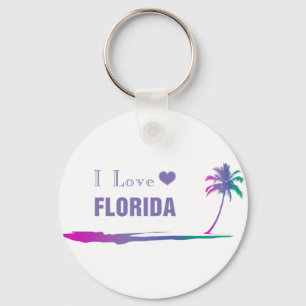 Ik hou van Florida Kleurrijk Paars Sleutelhanger