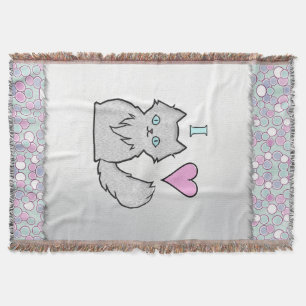 Ik hou van fluffy White Katten Deken