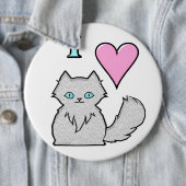 Ik hou van fluffy White Katten Ronde Button 6,0 Cm (In situ)