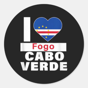 Ik hou van Fogo Cabo Verde met Kaapverdische vlag Ronde Sticker