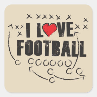 Ik hou van Football - Beige vierkante 1½" mat Stic Sticker