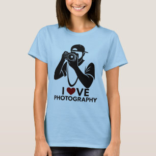 Ik hou van fotografie rood hart mannen ontwerp T-s T-shirt