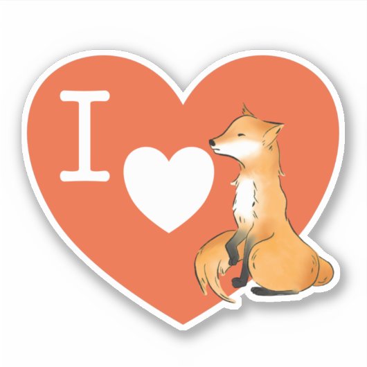 Ik hou van Fox | Fox-minachting | Vinylfox, enkelv Sticker (Voorkant)