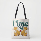 Ik hou van Foxes Schattige Heart Draagtas (Voorkant)