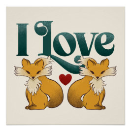 Ik hou van Foxes Schattige Heart Perfect Poster