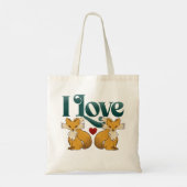 Ik hou van Foxes Schattige Heart Tote Bag (Achterkant)