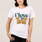 Ik hou van Foxes Schattige Heart Tri-Blend Shirt (Voorkant)