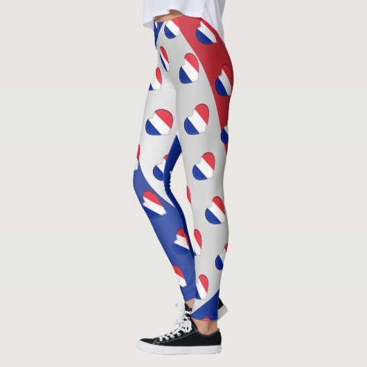 Ik hou van Frankrijk Franse vlag harten patroon gr Leggings (Links)