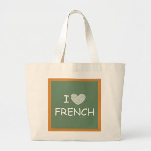 Ik hou van Frans Grote Tote Bag