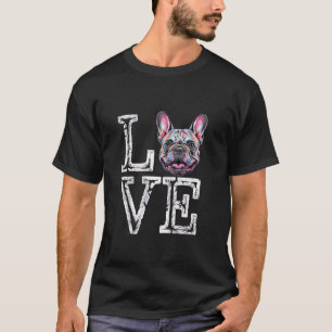 Ik hou van Franse Bulldog Grappige Frenchie Hond L T-shirt