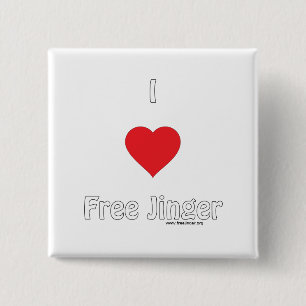 Ik hou van Free Jinger Vierkante Button 5,1 Cm
