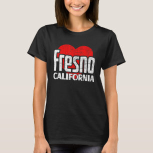 Ik hou van Fresno California Retro Big Heart Fresn T-shirt