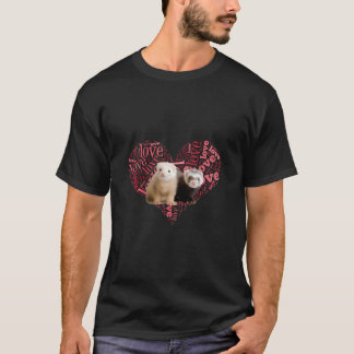 Ik hou van fretten hart gevormd t-shirt