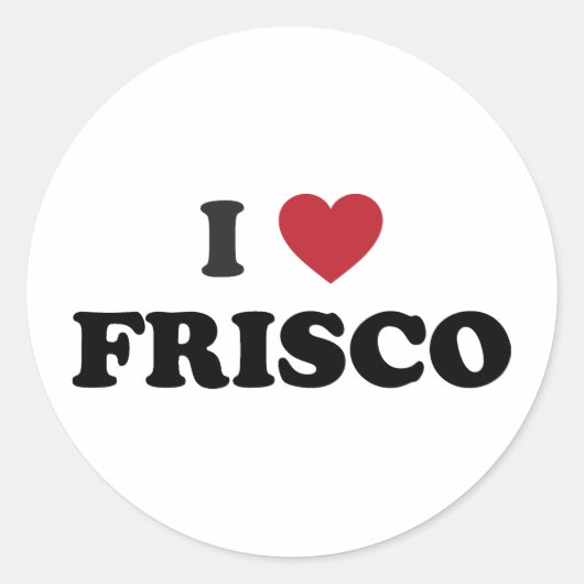 Ik hou van Frisco Texas Ronde Sticker (Voorkant)
