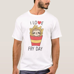 Ik hou van Fry Day Funny Sloth French Fries Vrijda T-shirt