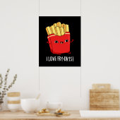 Ik hou van Fry-Days Funny French Fries Pun Dark BG Poster (Keuken)