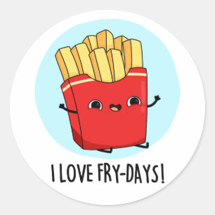 Ik hou van Fry-Days Funny French Fries Pun Ronde Sticker