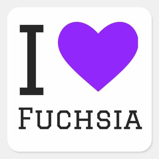 Ik hou van fuchsia vierkante sticker (Voorkant)
