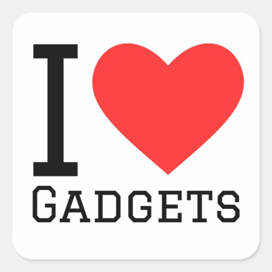 Ik hou van gadgets vierkante sticker (Voorkant)